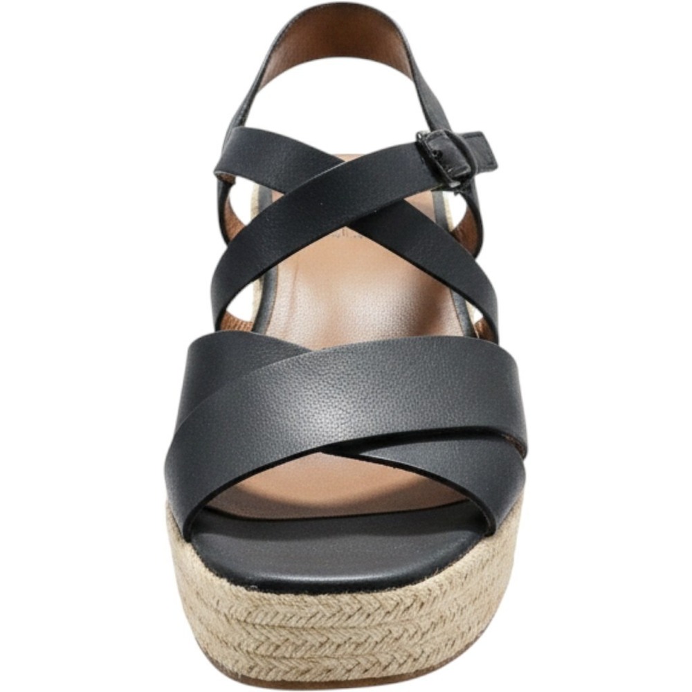 Naturalizer Womens Black Leather Espadrille Wedge Sandals Size 8 Strappy Shoe